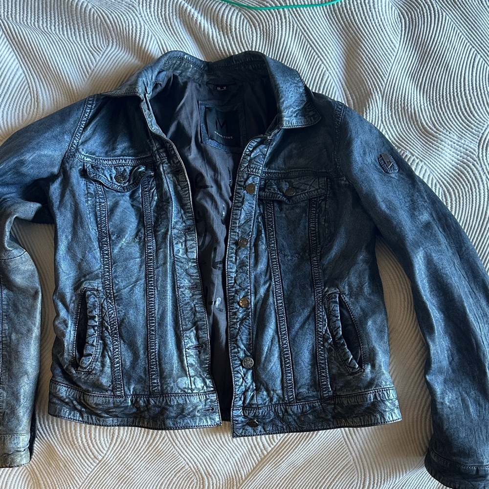 Free People Charcoal Leather Jacket